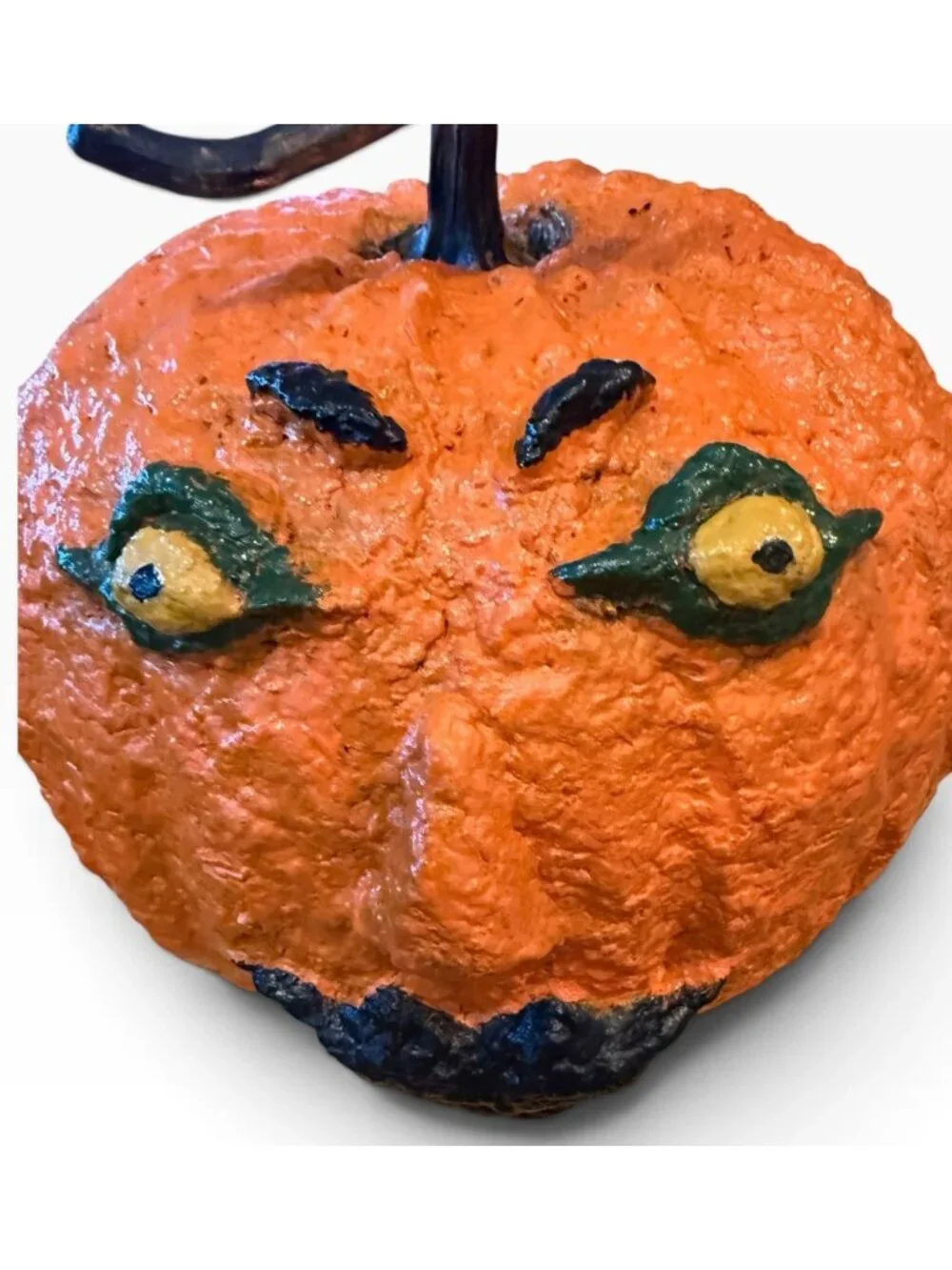 Ugly Creepy Handmade Halloween Paper Mache Pumpkin Head Decoration 12